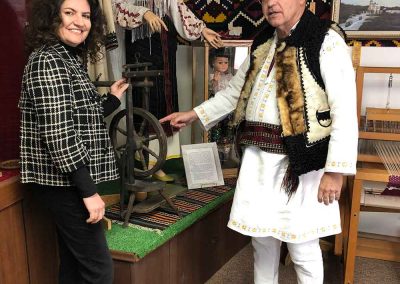 Daniela Apostoaei and Les Lutic, Curator of the Romanian Pioneers Museum in Boian, Alberta, Canada